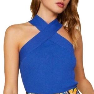 House of Harlow Criss Cross Halter Ribbed Tank